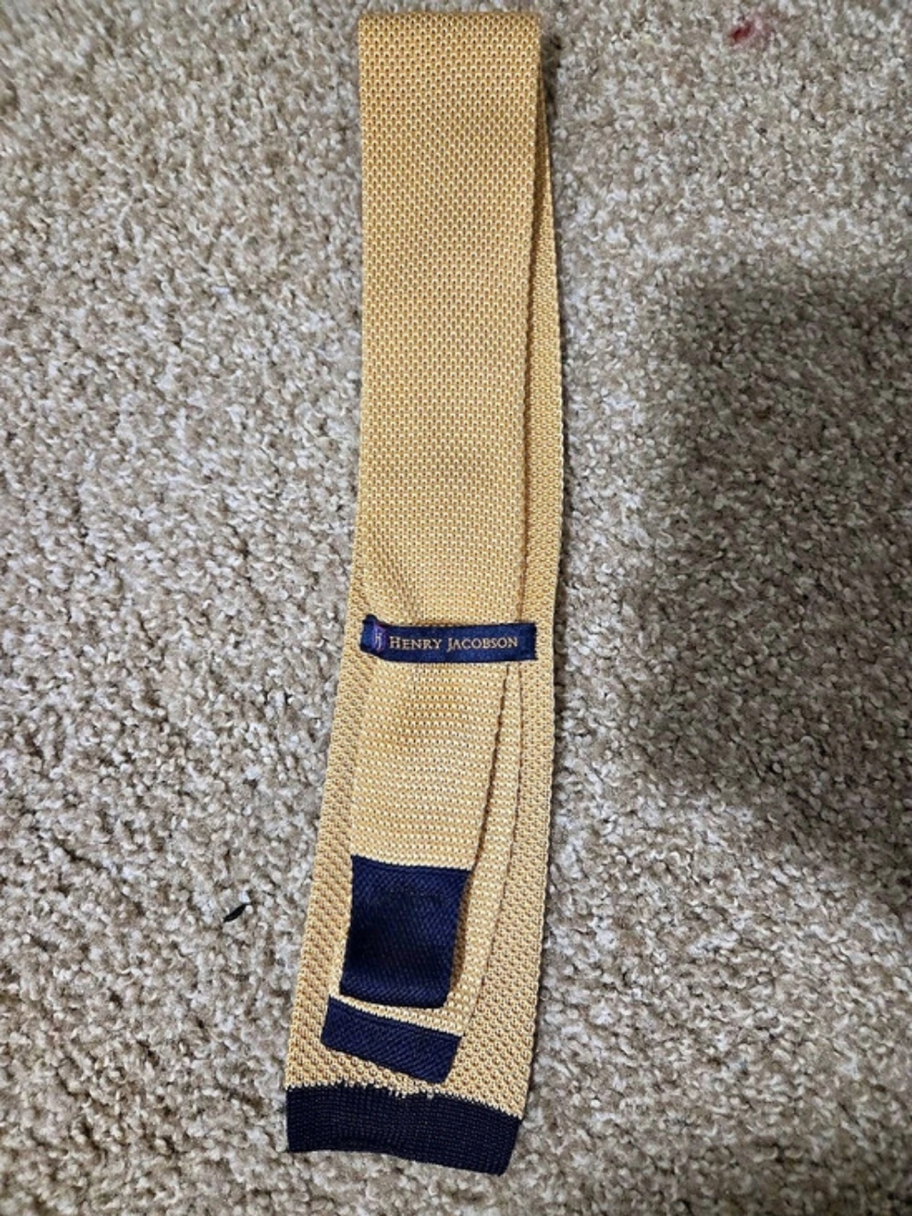 Henry Jacobson Square Knit Tie in Gold & Blue